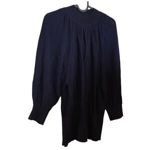 Arden B Navy Blue front slit light crew Tunic sweater Or Mini Dress‎ Women’s L